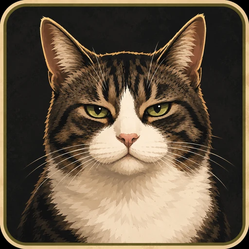 Chingie, tabby-and-white studio boss mascot